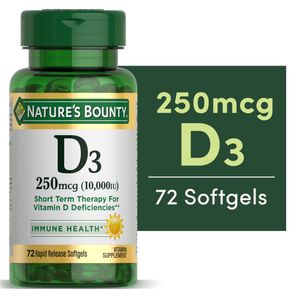 D3 - 250mcg - 10,000iu - (72) - Nature's Bounty D3 - 250mcg - 10,000iu - (72) - Nature's Bounty - تصویر 1